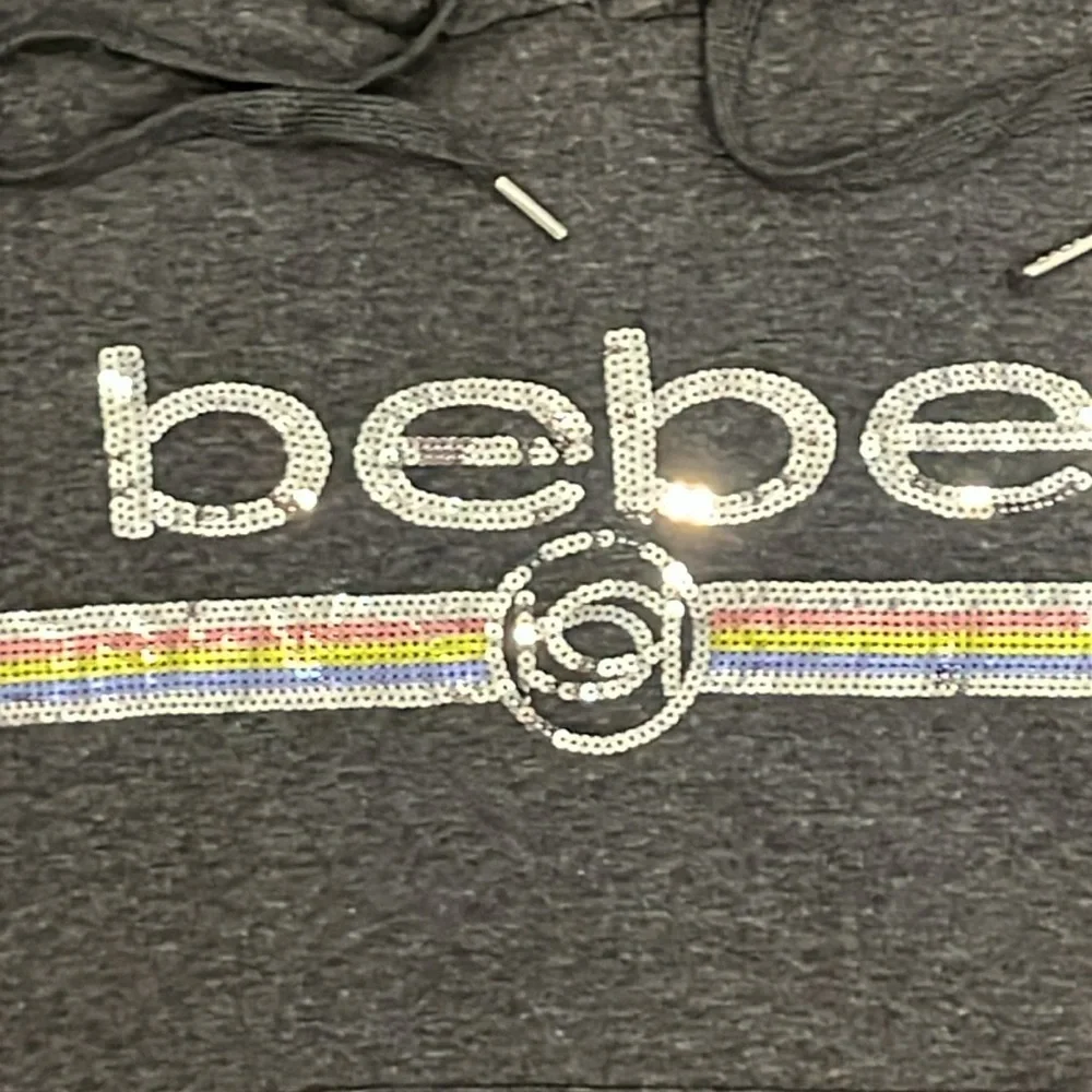Bebe Women’s Gray Hoodie with Sequins Bebe Logo